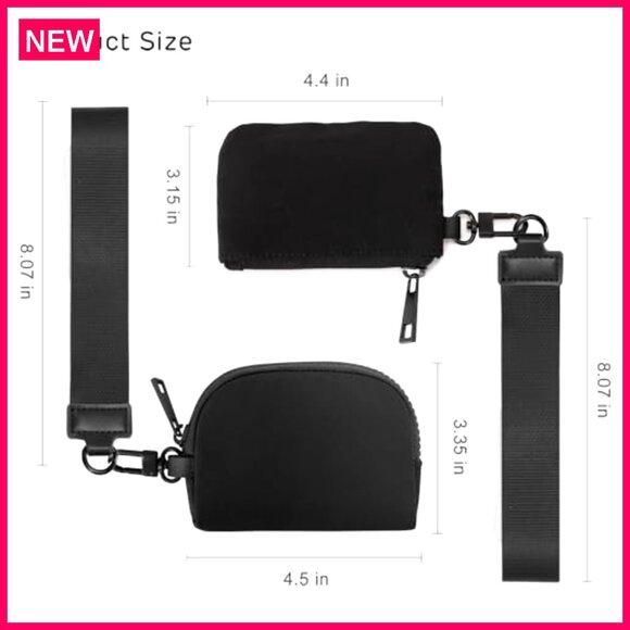 Mini Zip Wristlet Wallet Dual Pouch Detachable Keychain Coin Purse - Picture 4 of 7